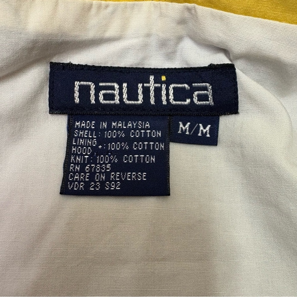 Vintage 90s Nautica Men’s Medium Tricolor Hooded Jacket Colour Block 100% Cotton - Picture 7 of 14